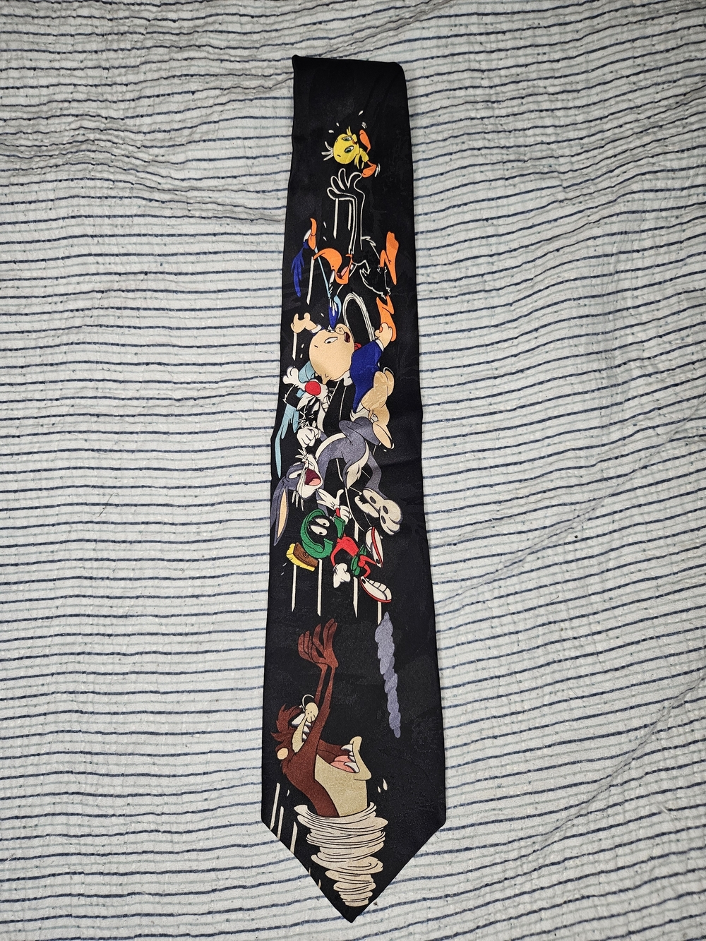 Black Looney Tunes Character Print Tie